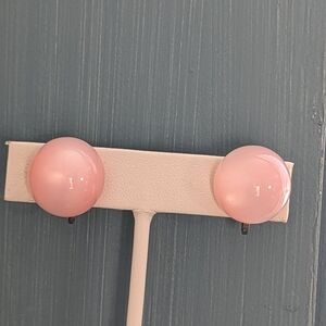 🩷 Moonglow Earrings Vintage Cabochon Screwback Mrs Maizel